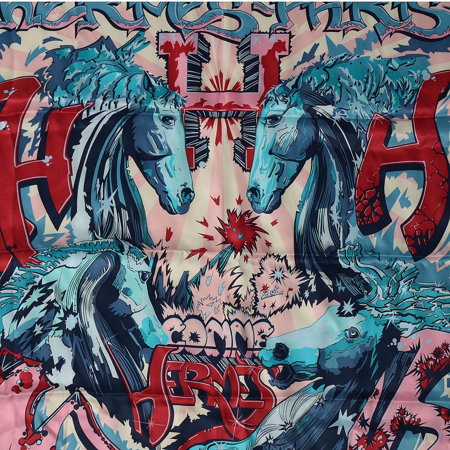 Hermes Silk H Comme Scarf 70 Rose Bleu Creme 1 of 4