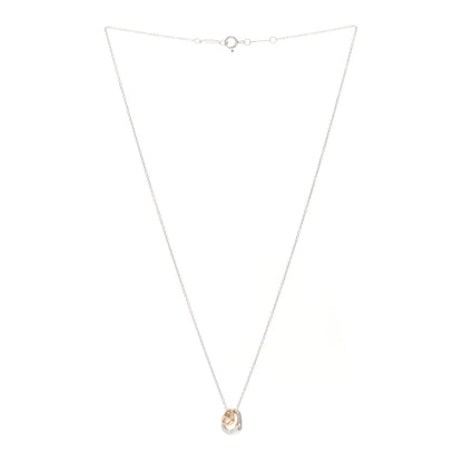 Tiffany Sterling Silver 18K Rose Gold Elsa Peretti Extra Mini Double Open Heart Pendant Necklace 3 of 4