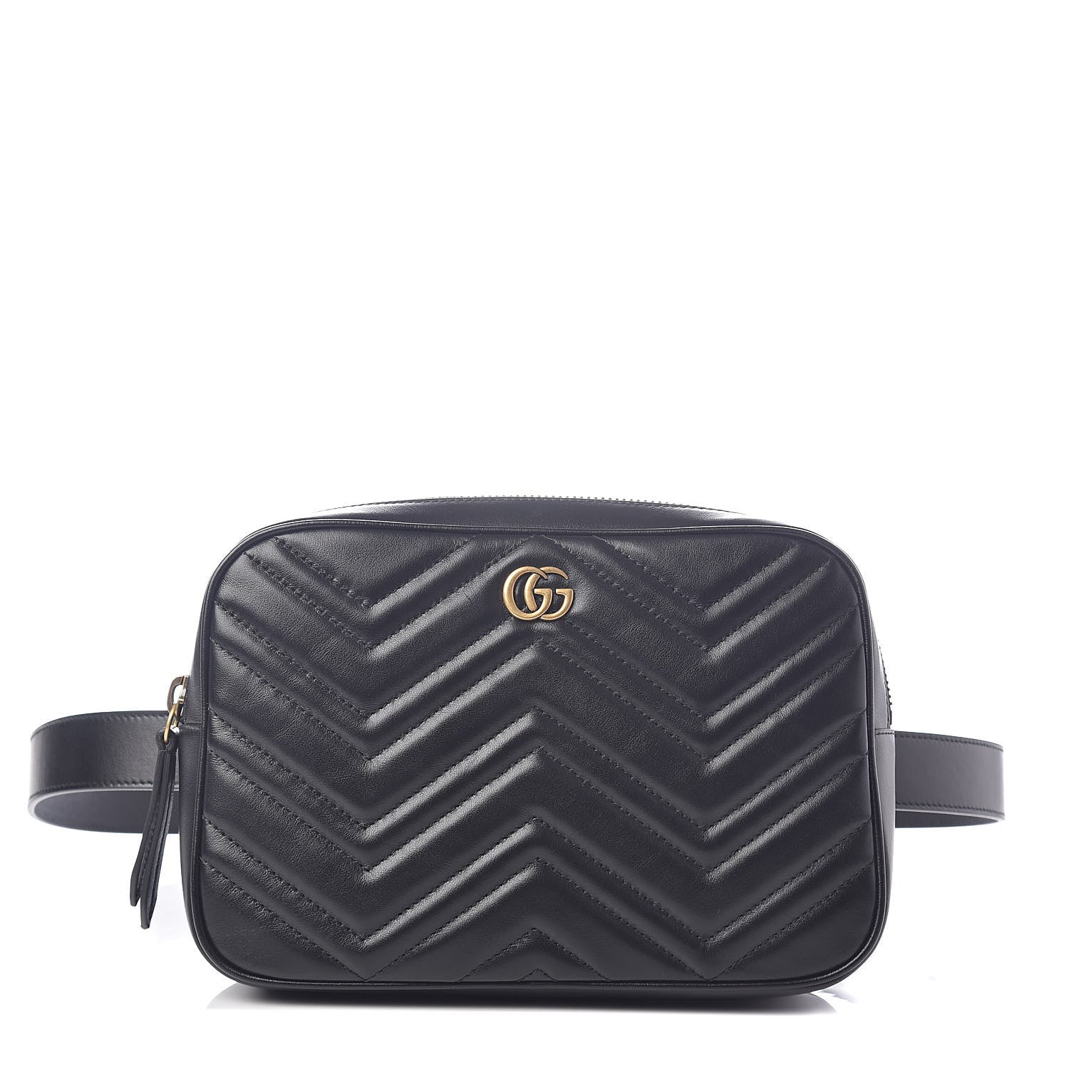 Gucci Calfskin Matelasse Mens GG Marmont Belt Bag 100 40 Black 1 of 9