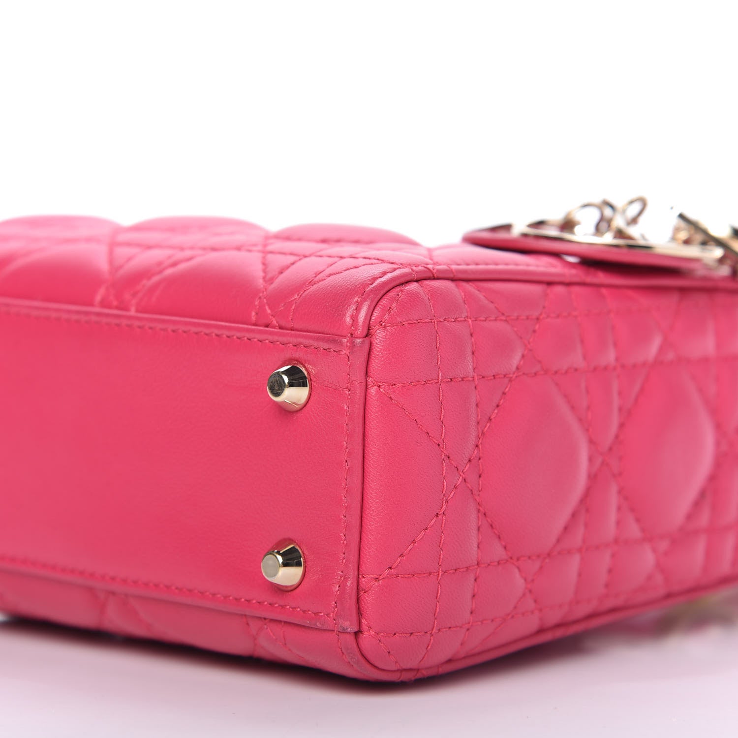 Christian Dior Lambskin Cannage Mini Lady Dior Fuchsia 7 of 9
