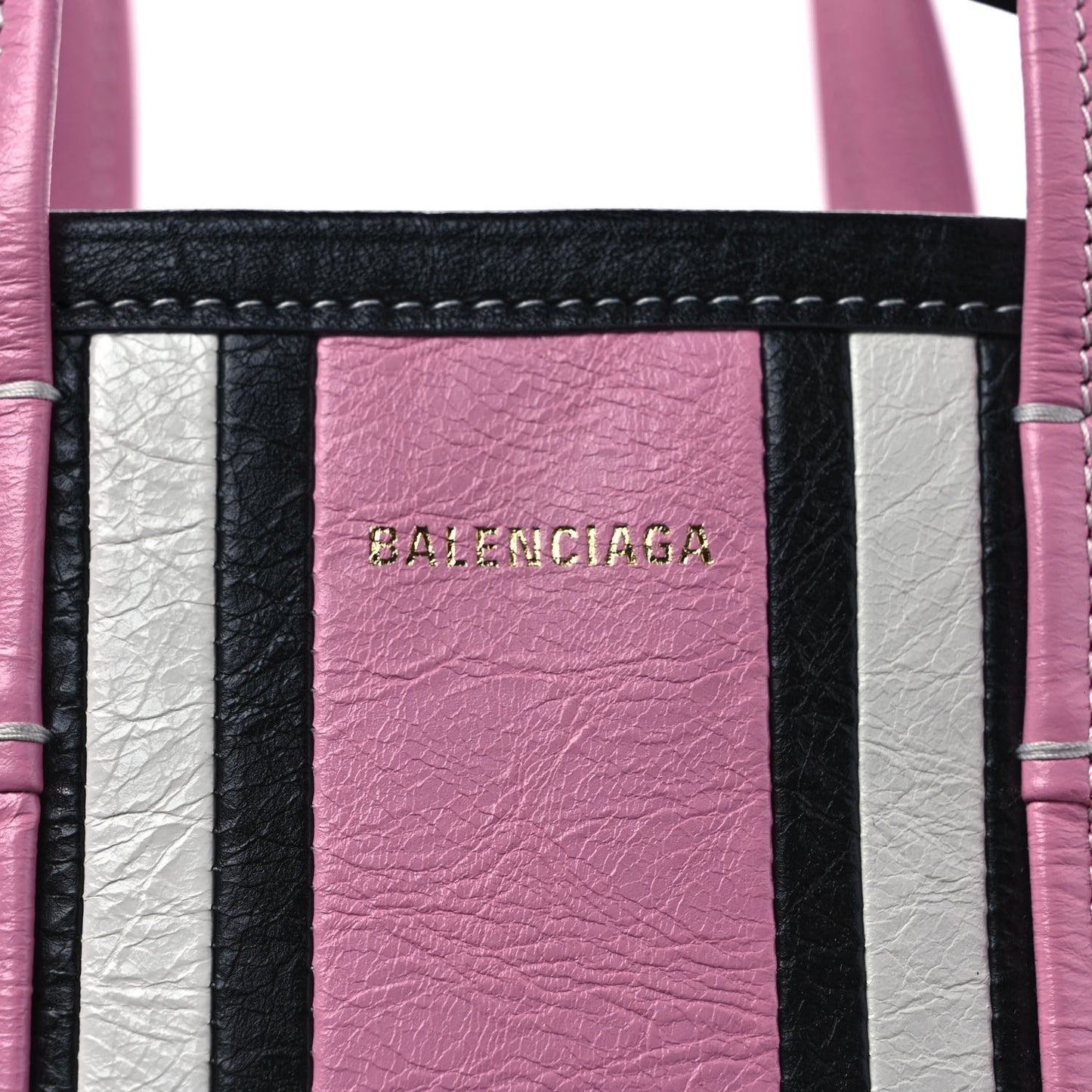 Agneau Arena Striped Small Barbes East West Shopper Candy Pink Black