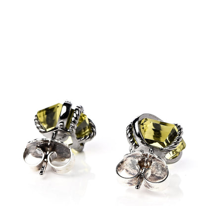 David Yurman Sterling Silver Lemon Citrine Diamond 10mm Cable Wrap Earrings 3 of 4