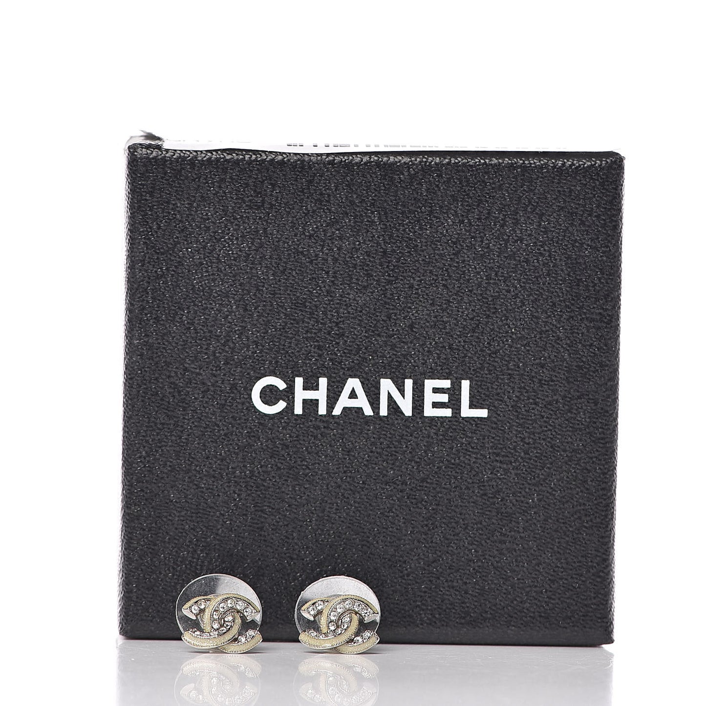 Enamel Crystal CC Earrings Silver