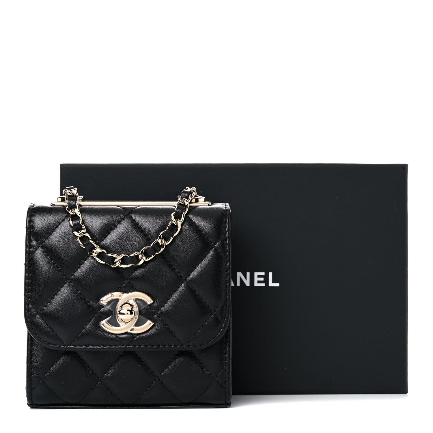 Chanel Lambskin Quilted Mini Trendy CC Chain Wallet Black 10 of 10