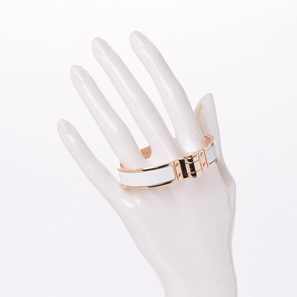 Hermes Enamel Charniere Uni Narrow Hinged Bracelet S White 2 of 6