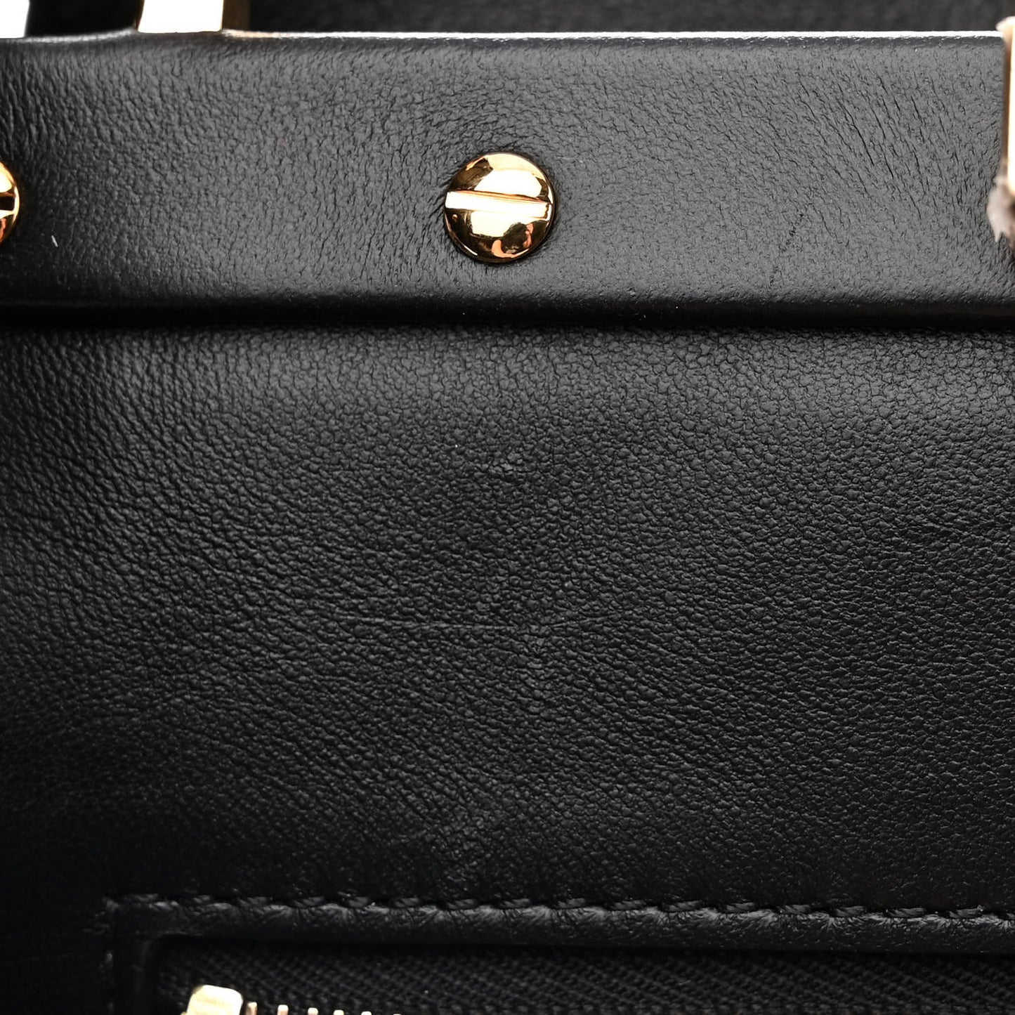 Shearling Nappa Macro FF 1974 Mini Peekaboo Iconic Satchel Tobacco Black
