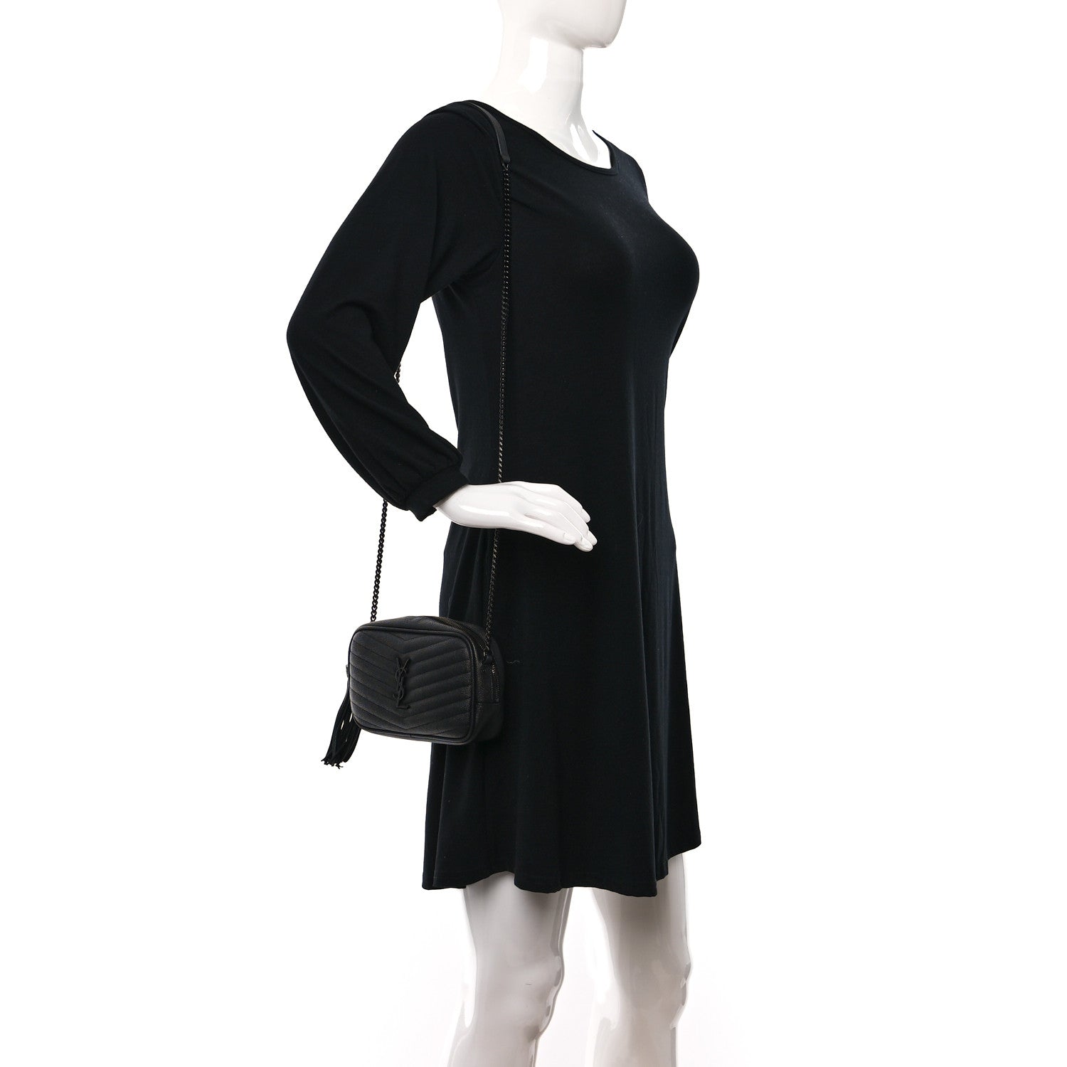 Saint Laurent Grain De Poudre Matelasse Monochrome Monogram Mini Lou Camera Bag Black 2 of 10