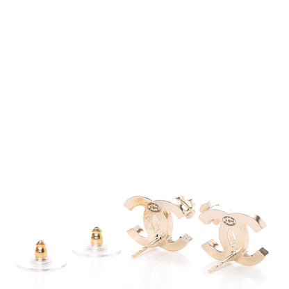 Chanel Enamel CC Clover Earrings Black Gold 3 of 5
