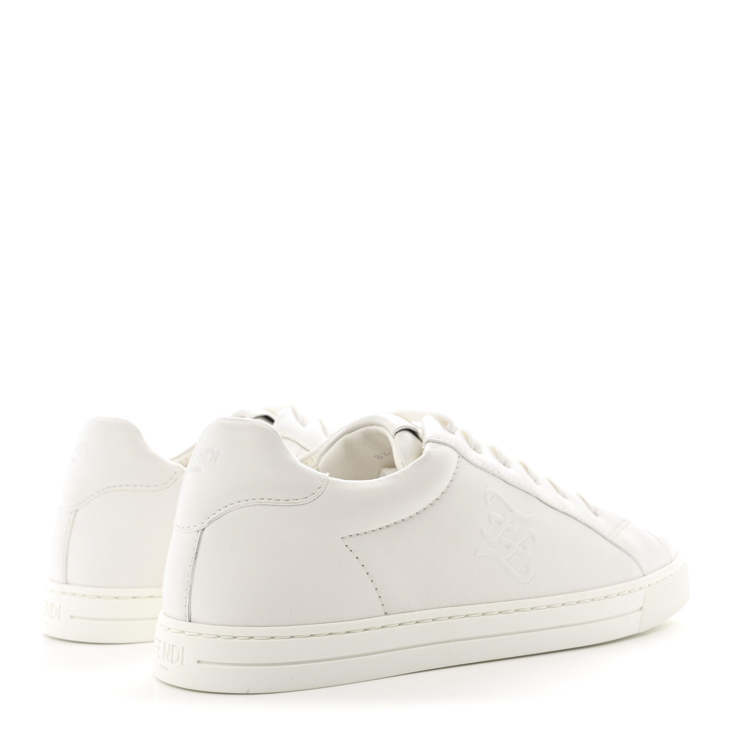 Fendi Vitello Karligraphy Embossed Womens Low Top Sneakers 36.5 White 5 of 10