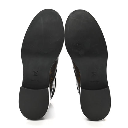 Louis Vuitton Calfskin Monogram Wonderland Flat Ranger Boots 39.5 Black 5 of 9