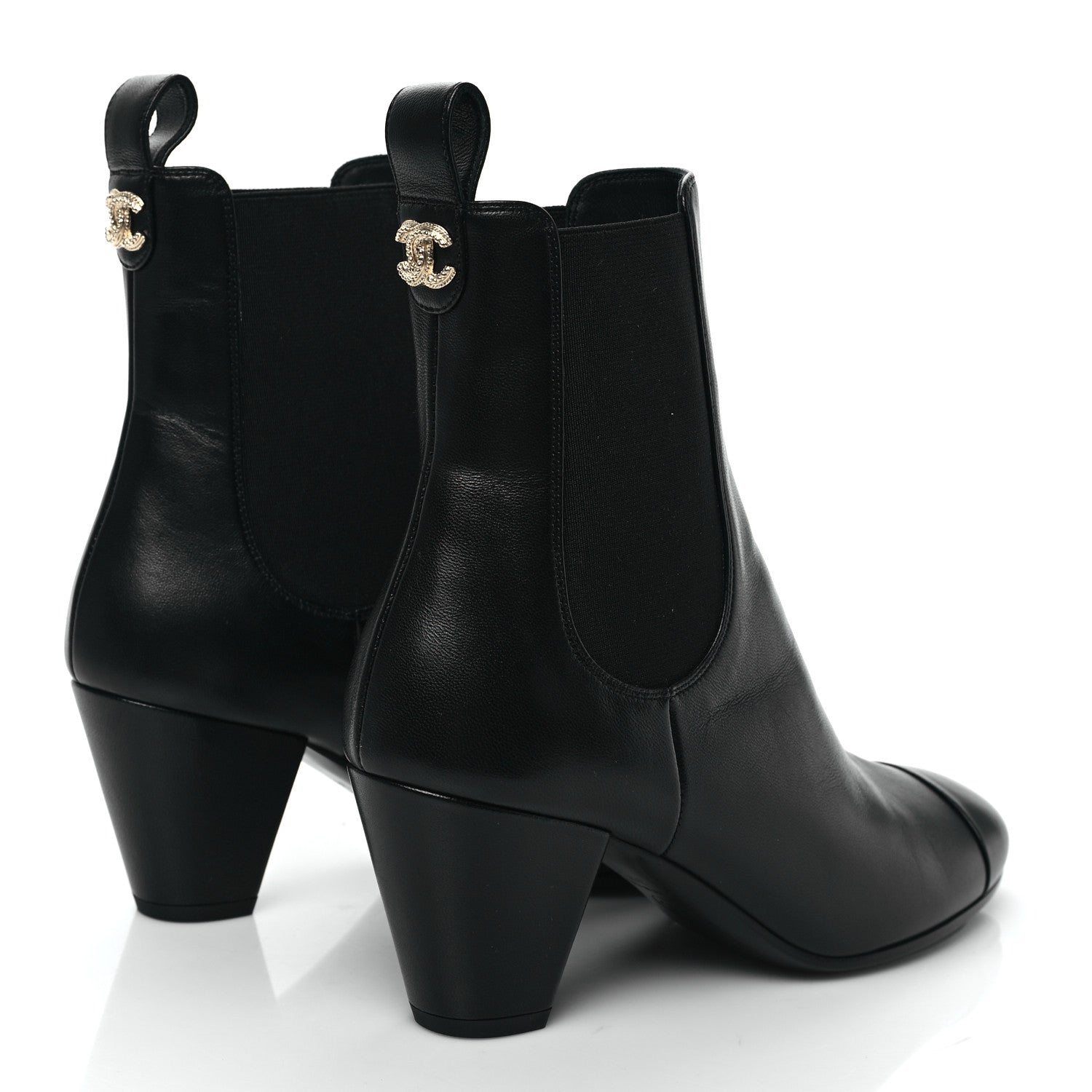 Chanel Lambskin Cap Toe CC Short Ankle Boots 39.5 Black 4 of 7