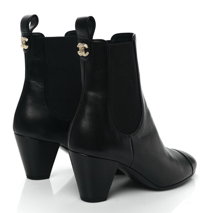 Chanel Lambskin Cap Toe CC Short Ankle Boots 39.5 Black 4 of 7