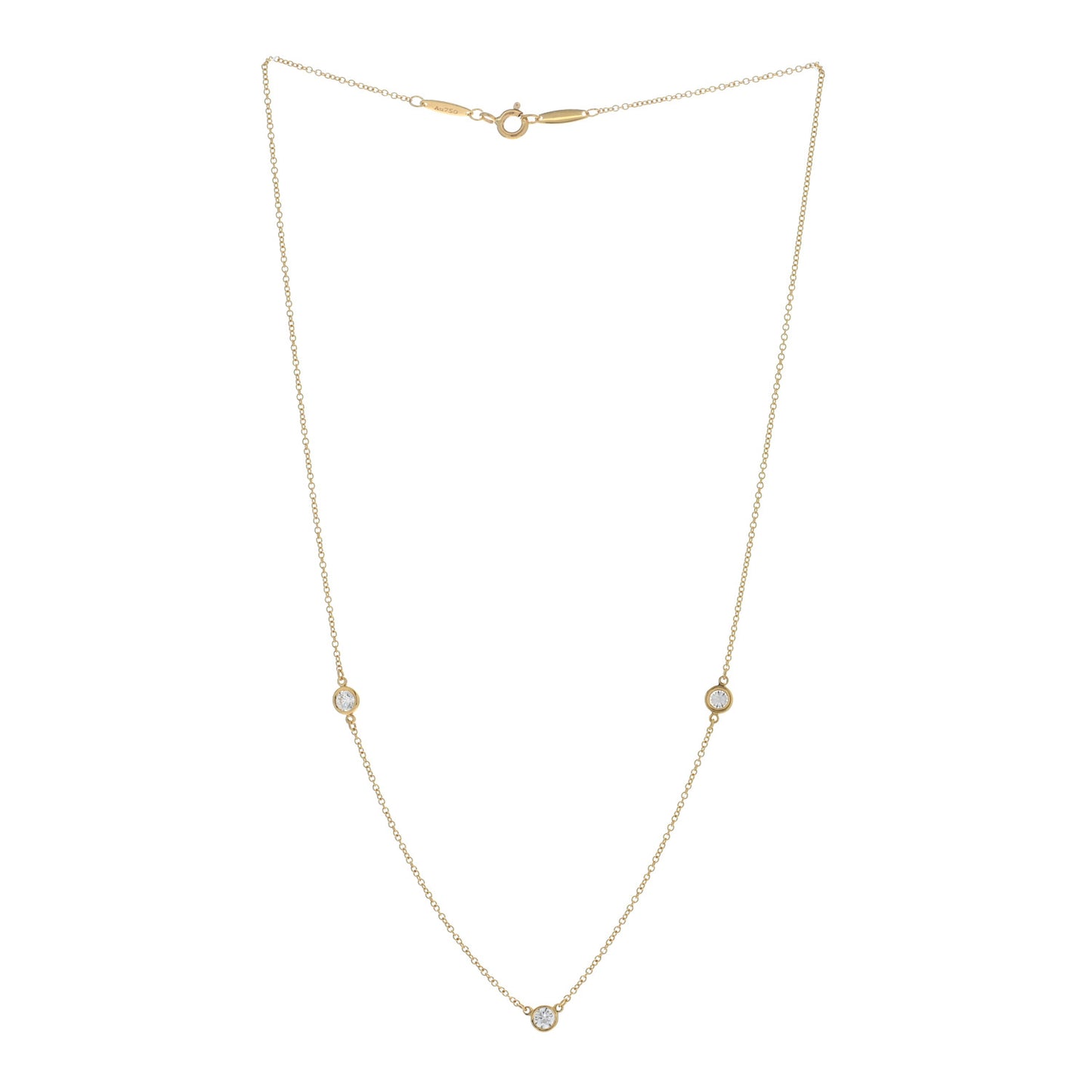 18K Yellow Gold Elsa Peretti Diamonds by the Yard 3 Station Necklace