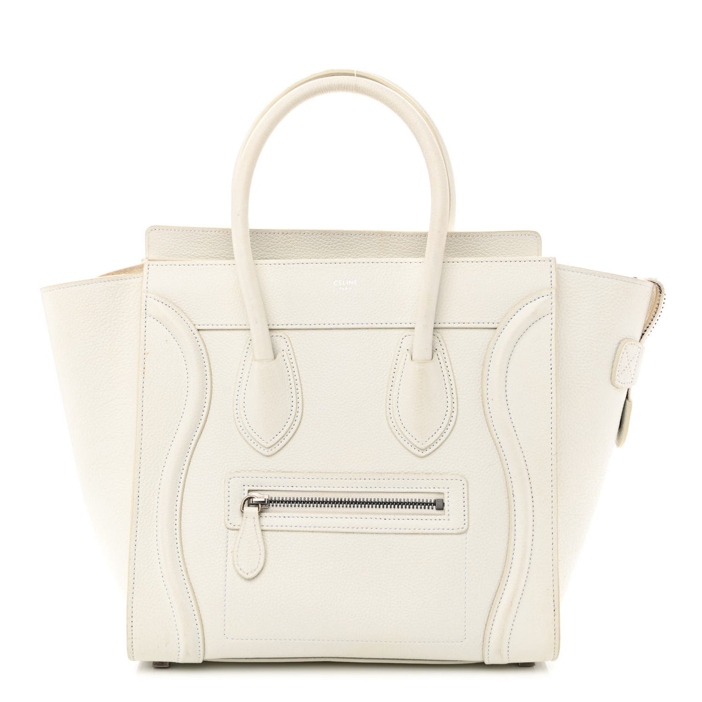 Drummed Calfskin Micro Luggage White