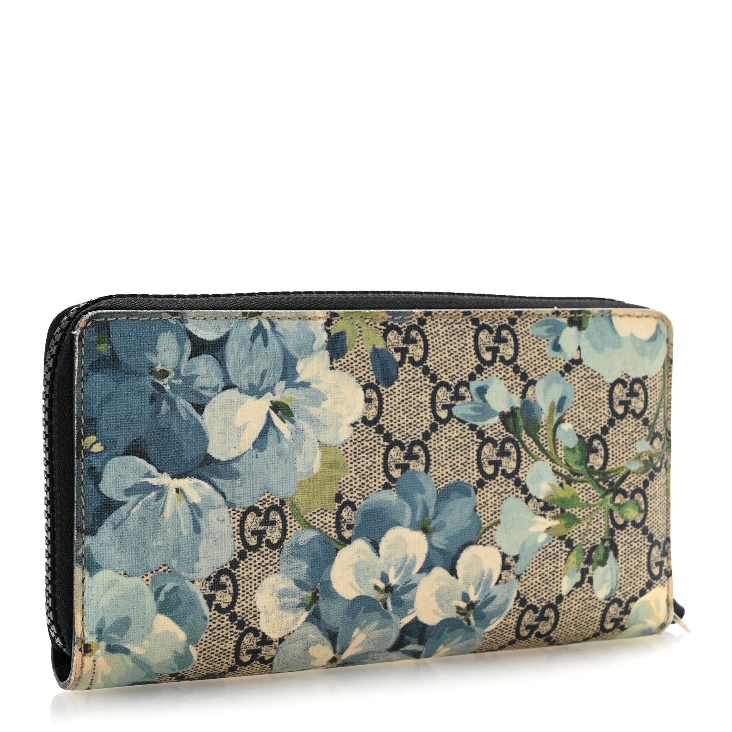 Gucci GG Supreme Monogram Blooms Zip Around Wallet Blue 1906528