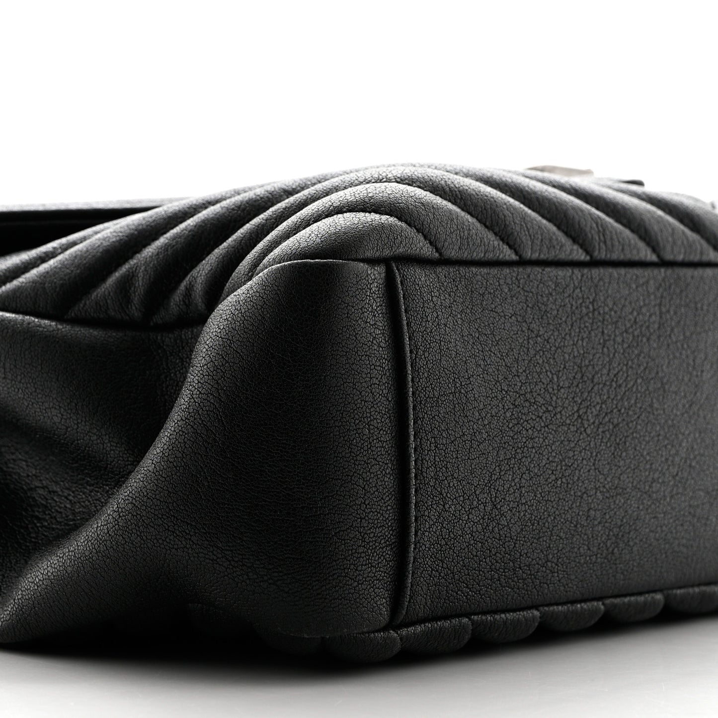 Sheepskin Matelasse Chevron Monogram Large College Satchel Black