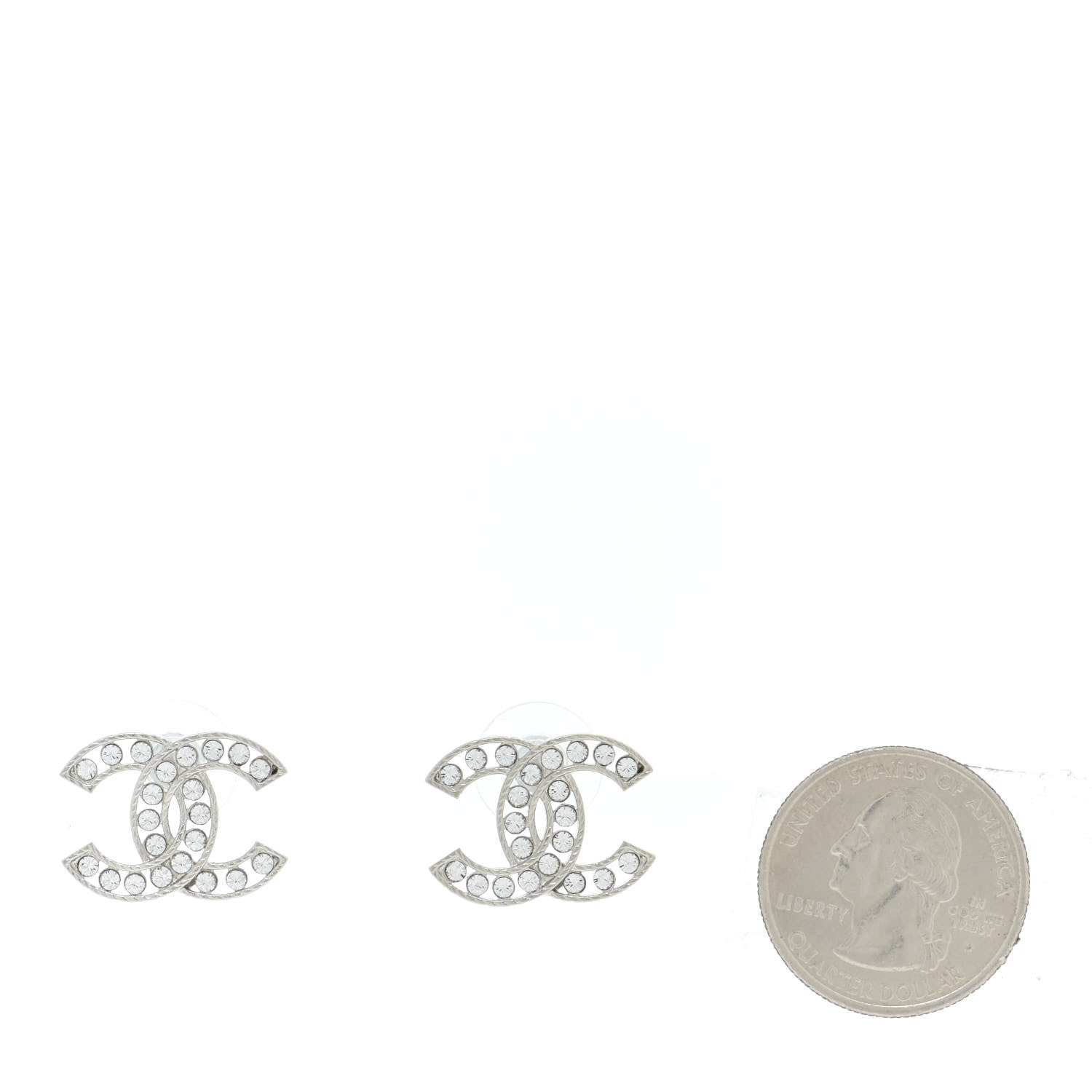 Chanel Crystal CC Earrings Silver 2 of 5