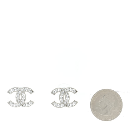 Chanel Crystal CC Earrings Silver 2 of 5