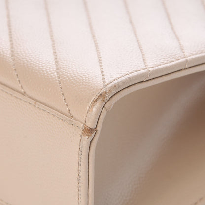 Saint Laurent Grain De Poudre Matelasse Chevron Large Monogram Satchel Dark Beige 10 of 11