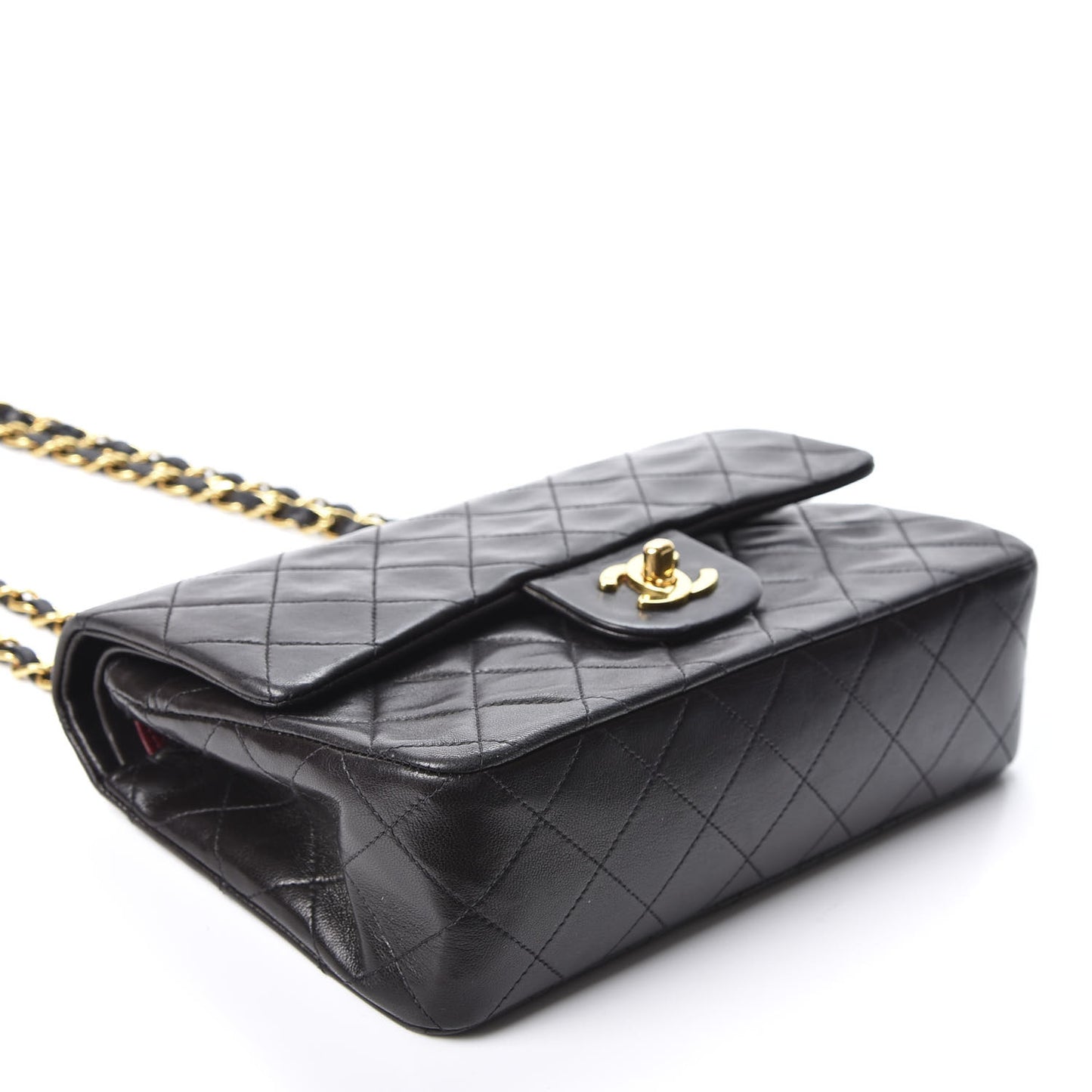 Lambskin Quilted Small Double Flap Black