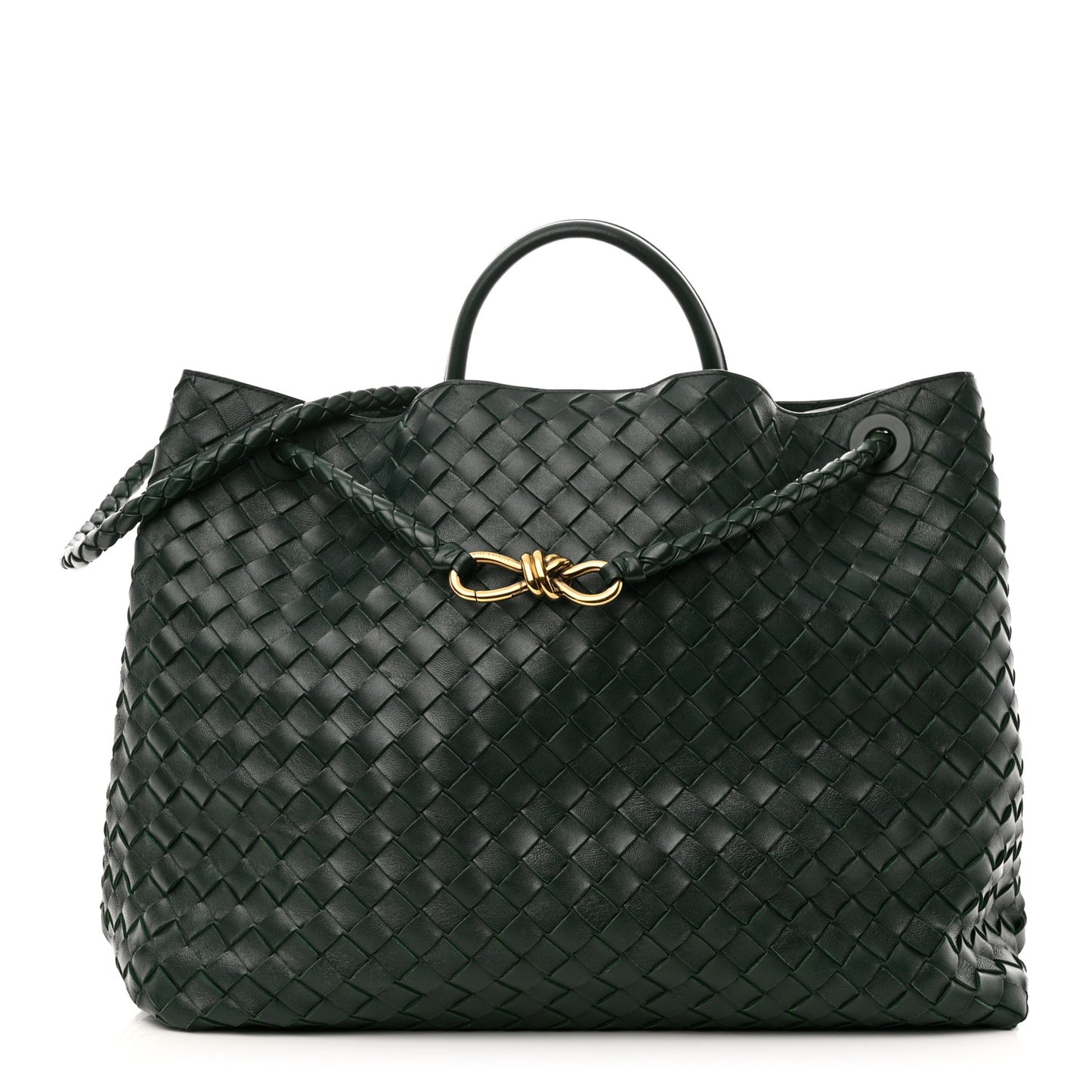 Nappa Intrecciato Large Andiamo Shoulder Bag Emerald Green
