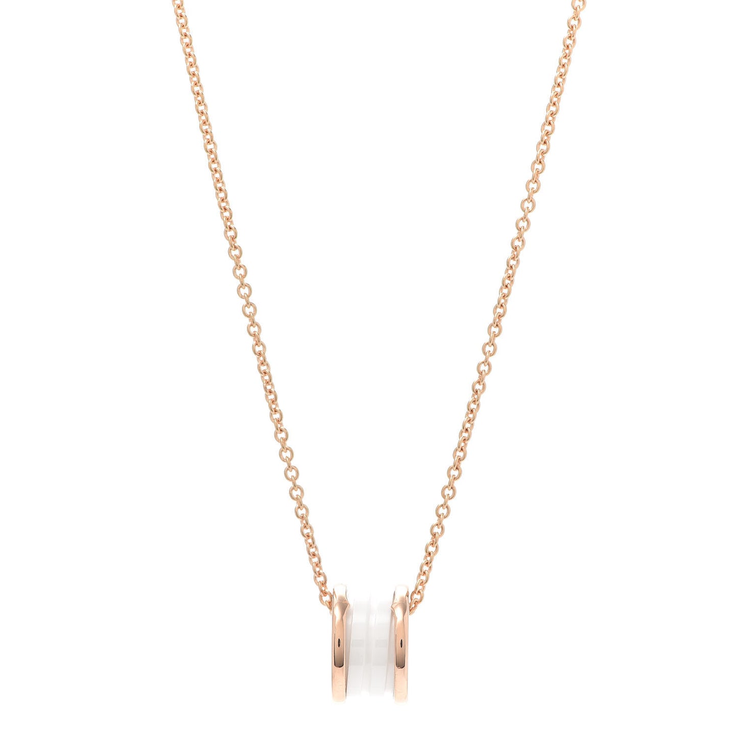 18K Rose Gold White Ceramic B.Zero1 Pendant Necklace