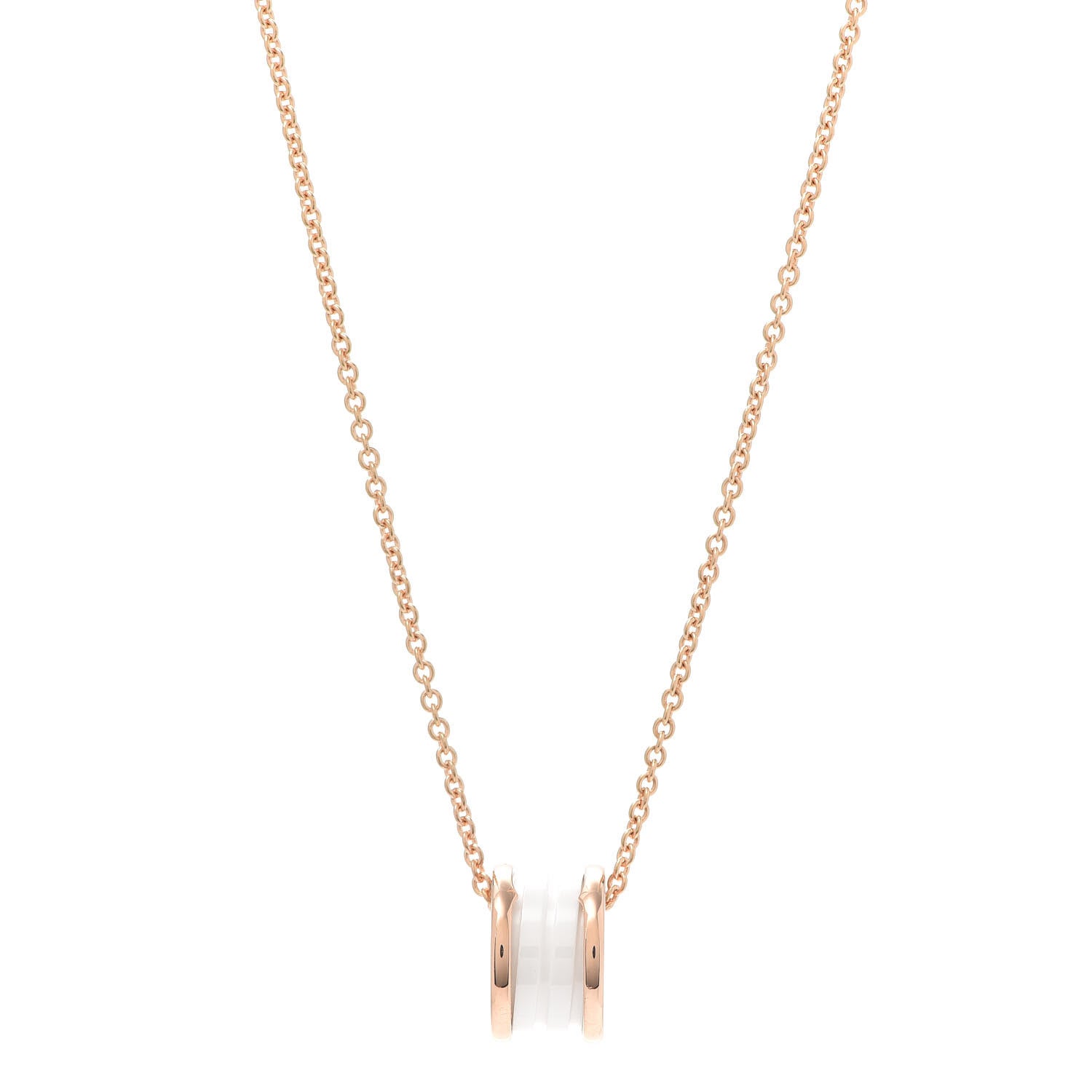 Bulgari 18K Rose Gold White Ceramic B.Zero1 Pendant Necklace 1 of 6