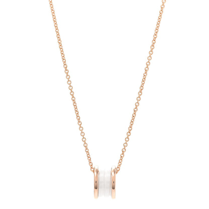 Bulgari 18K Rose Gold White Ceramic B.Zero1 Pendant Necklace 1 of 6