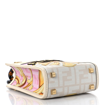 Fendi X VERSACE Calfskin Plexiglass Fendace FF Baroque Mini Fendi Sunshine Shopper Tote Gold Rosa White Ice Ciad 4 of 9