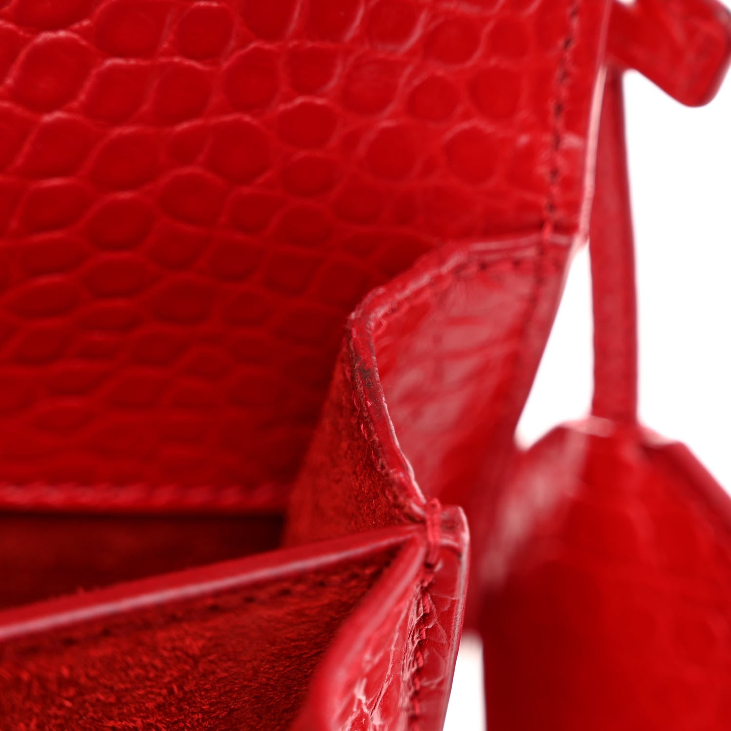 Saint Laurent Calfskin Crocodile Embossed Medium Monogram Sunset Rouge Eros 10 of 10