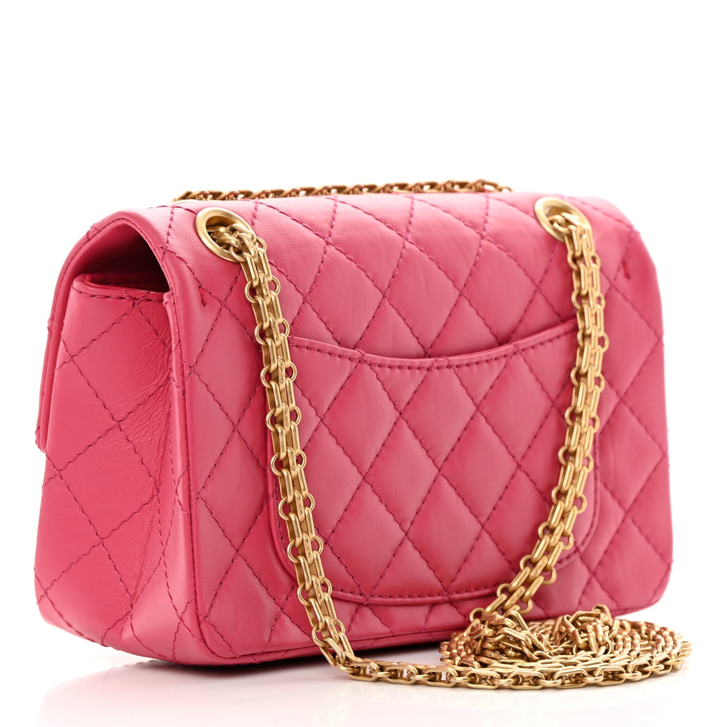 Aged Calfskin Quilted 2.55 Reissue Mini Flap Pink