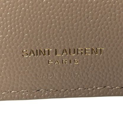Saint Laurent Grain De Poudre Matelasse Chevron Monogram Zipped Card Case Nude Powder 7 of 9