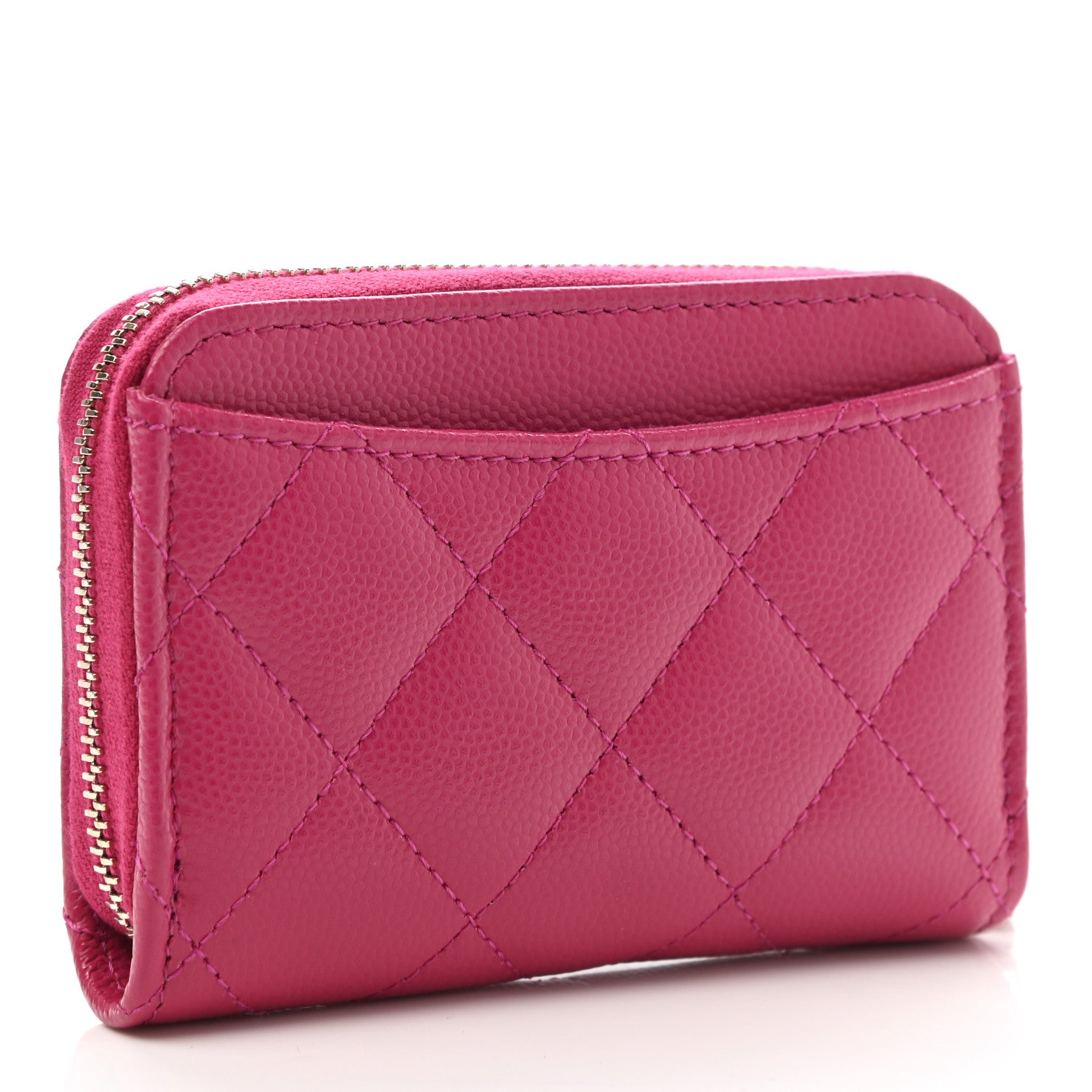 Chanel Caviar Quilted Zip Coin Purse Dark Pink 3 of 8