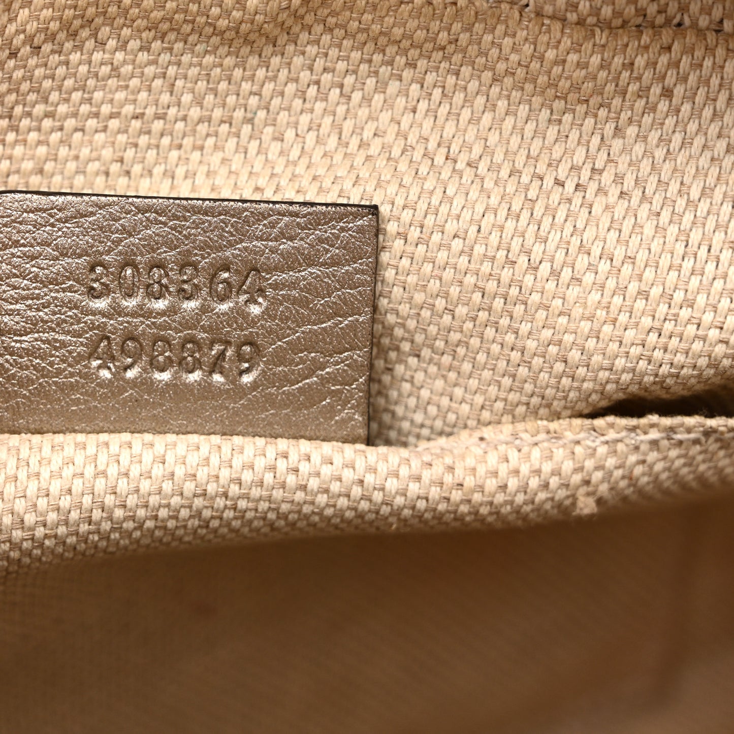 Metallic Pebbled Calfskin Small Soho Disco Bag Golden Beige