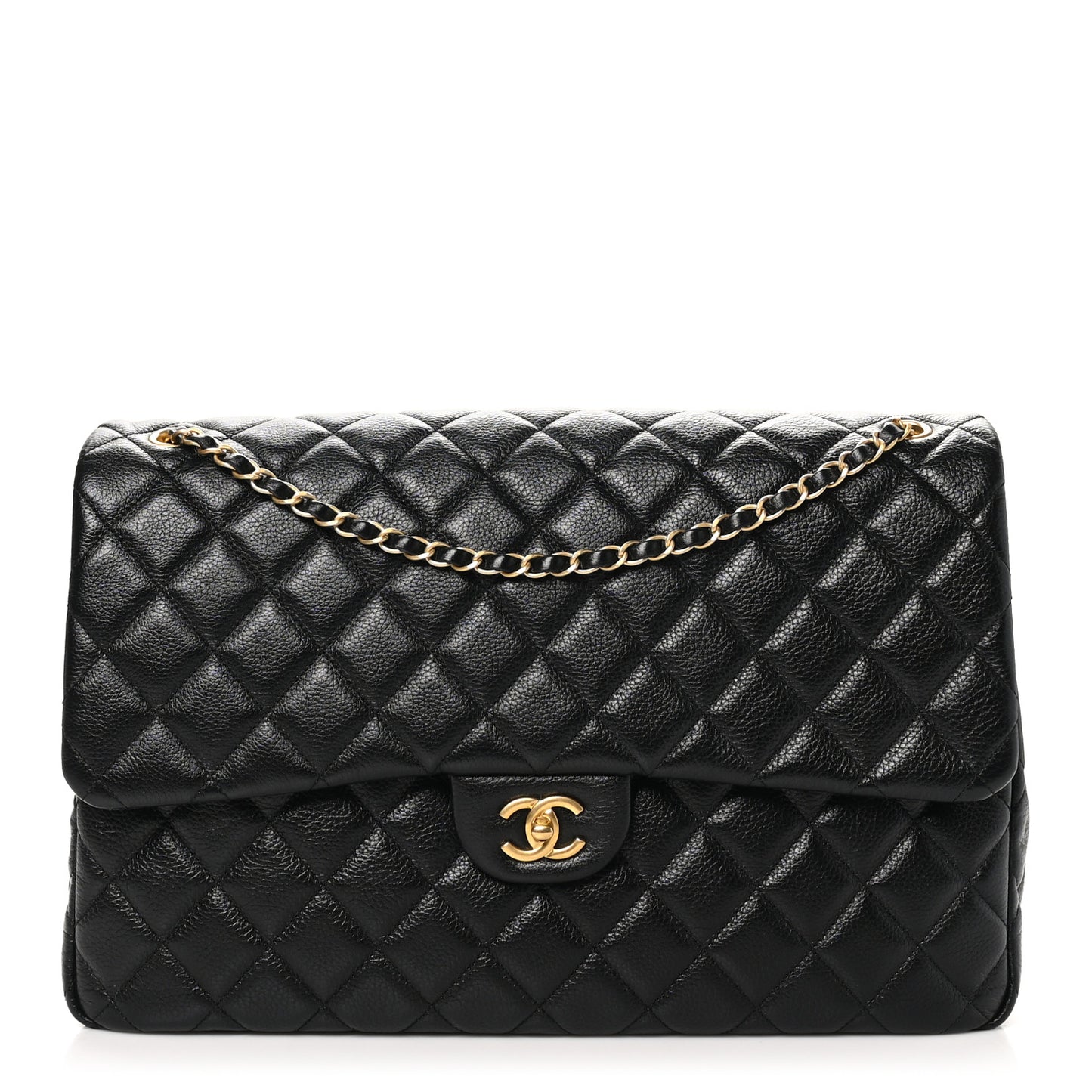 Caviar Quilted XXL Travel Flap Bag Black