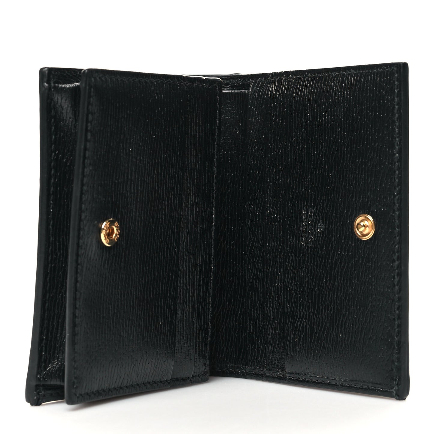 Textured Calfskin Double G Strawberry Card Case Black White