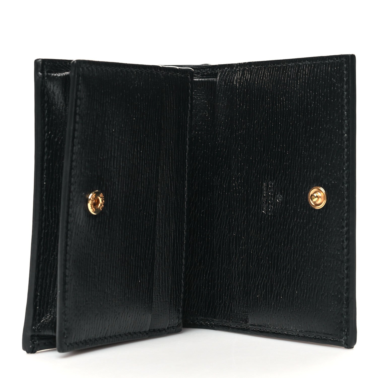 Gucci Textured Calfskin Double G Strawberry Card Case Black White 5 of 10