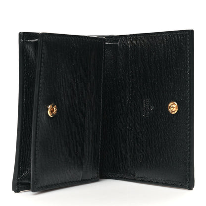 Gucci Textured Calfskin Double G Strawberry Card Case Black White 5 of 10
