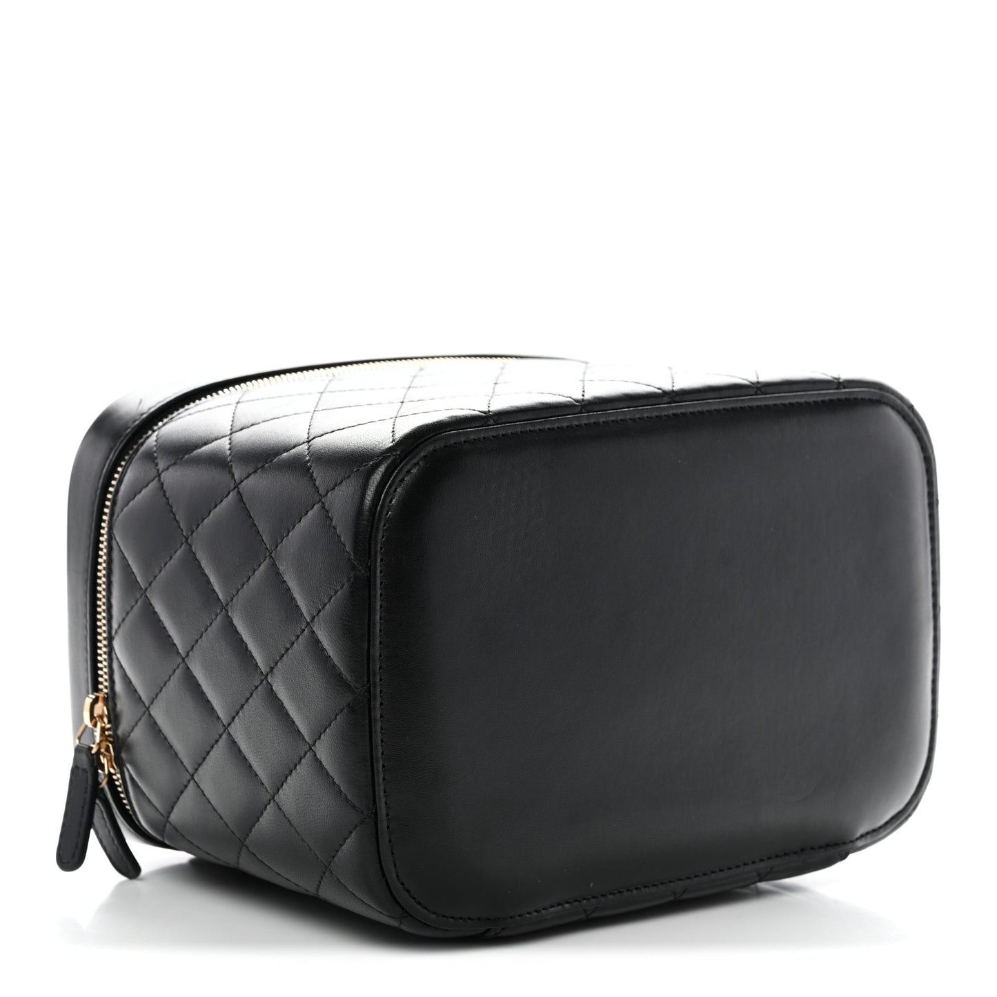 Lambskin Quilted Large Vanity Pouch Black