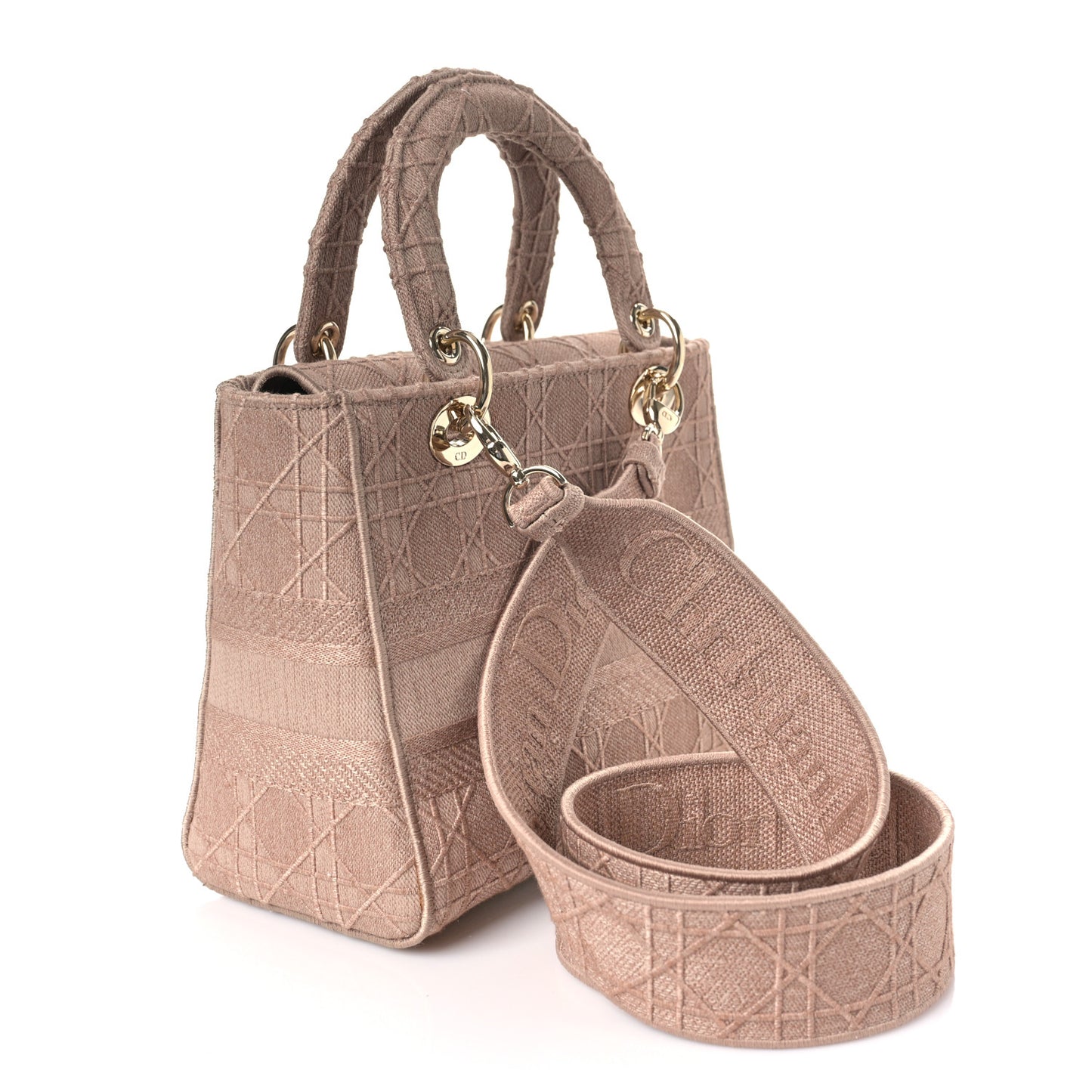 Canvas Embroidered Cannage Medium Lady D-Lite Pink