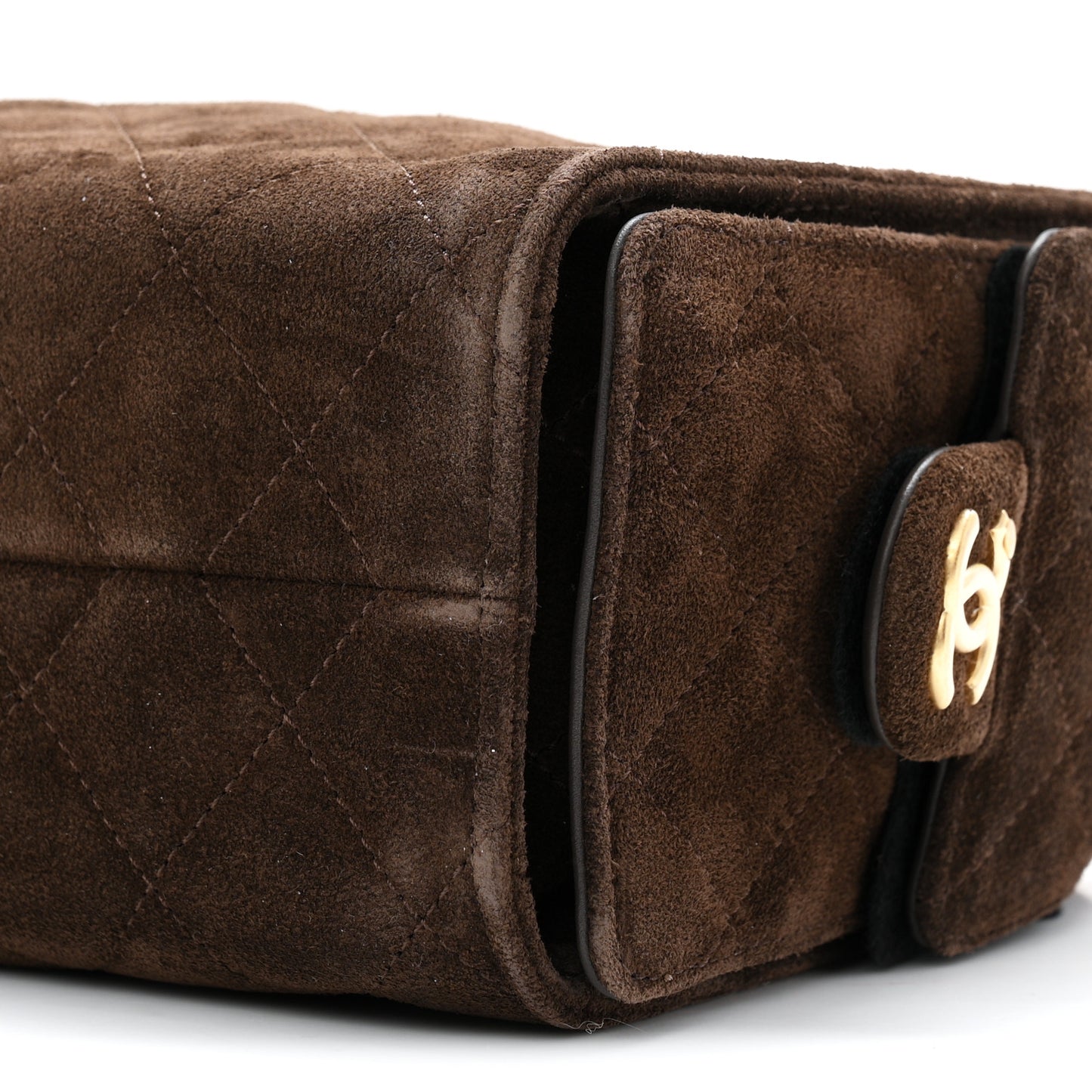 Suede Quilted Mini Chanel 25 Handbag Dark Brown