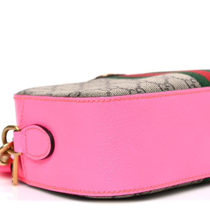 Gucci GG Supreme Monogram Textured Dollar Calfskin Web Ophidia Small Crossbody Bag Beige Ebony Fuchsia 9 of 10