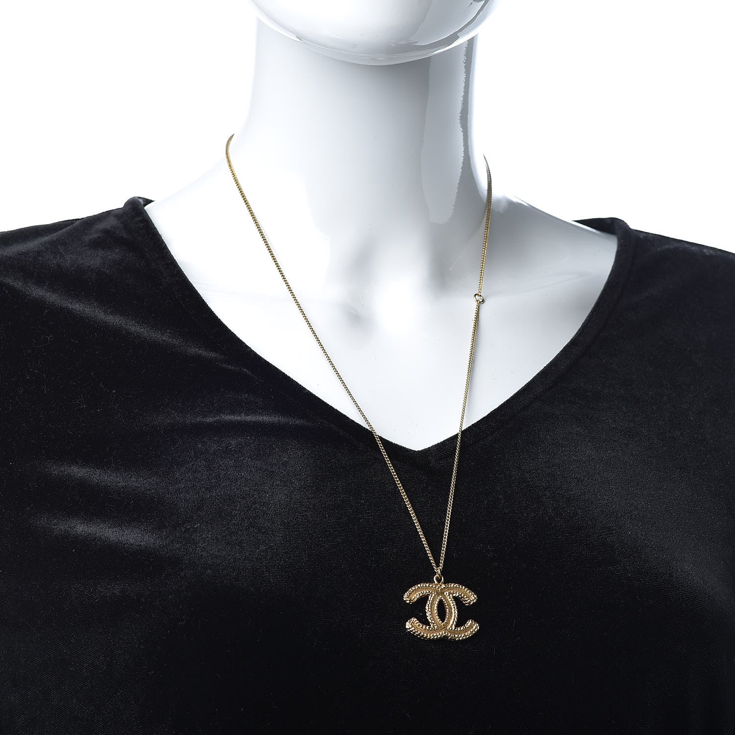 Chanel CC Necklace Matte Gold 2 of 6