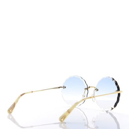 Chloe Rosie Bevelled Round Sunglasses CE142S Gold Gradient Blue 4 of 8