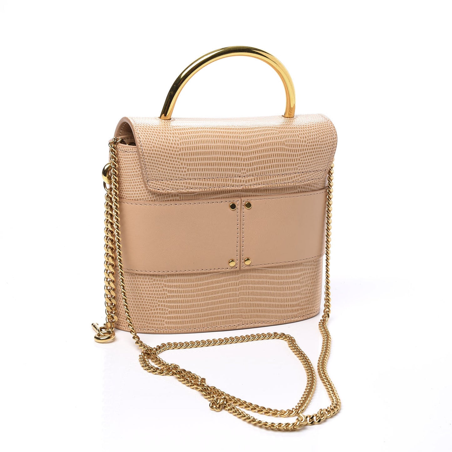 Calfskin Lizard Embossed Small Aby Lock Delicate Pink