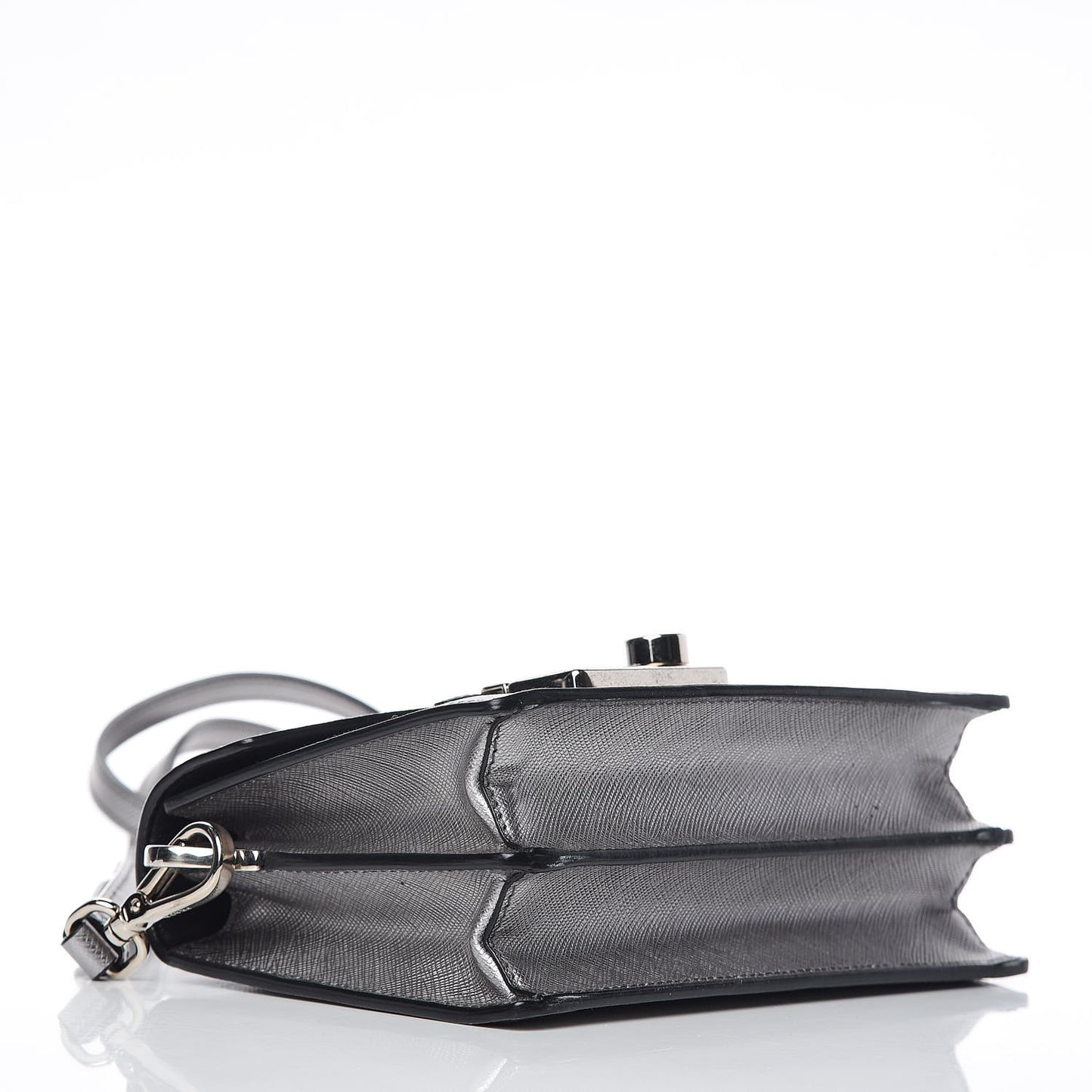 Metallic Saffiano Lux Sound Crossbody Bag Cromo