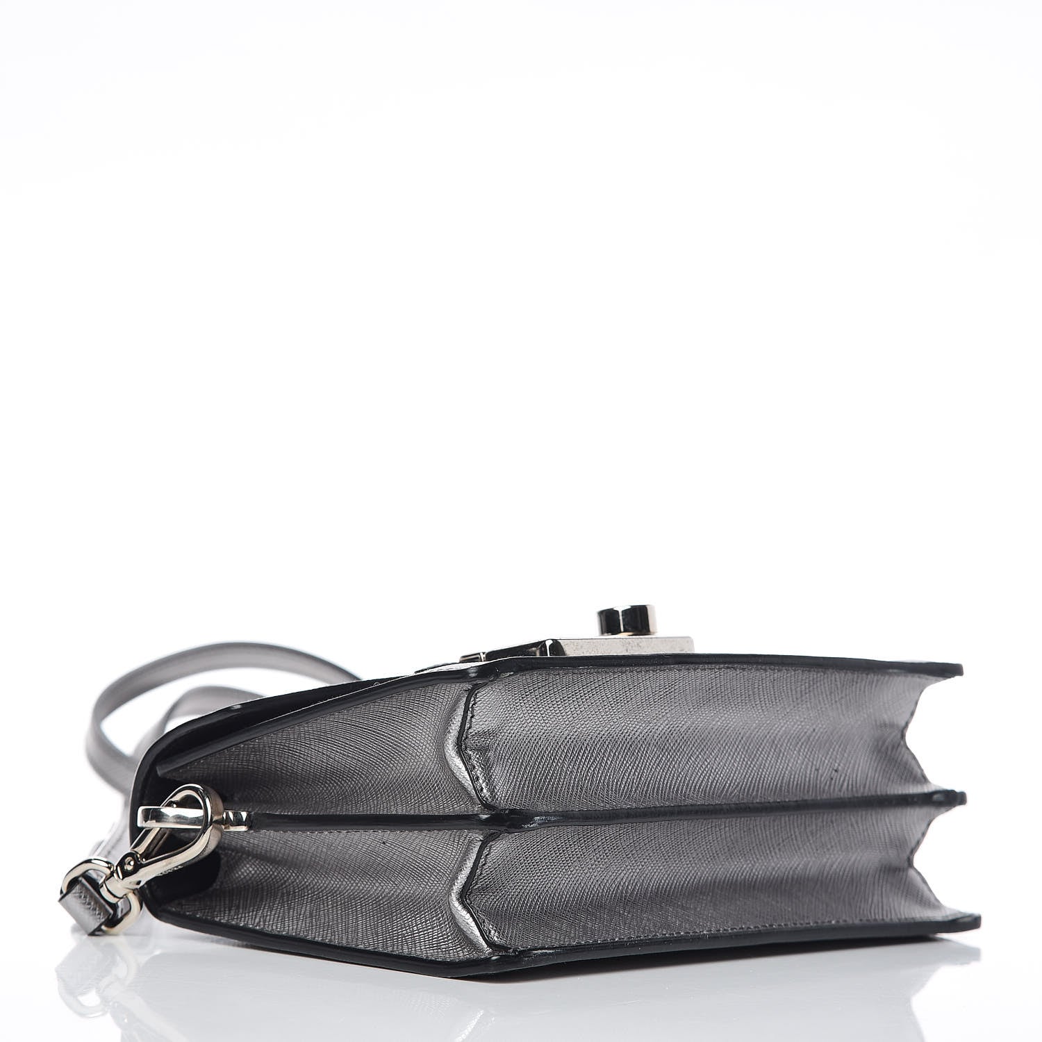 Prada Metallic Saffiano Lux Sound Crossbody Bag Cromo 4 of 9