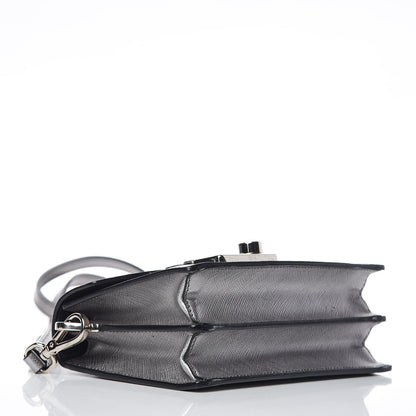Prada Metallic Saffiano Lux Sound Crossbody Bag Cromo 4 of 9