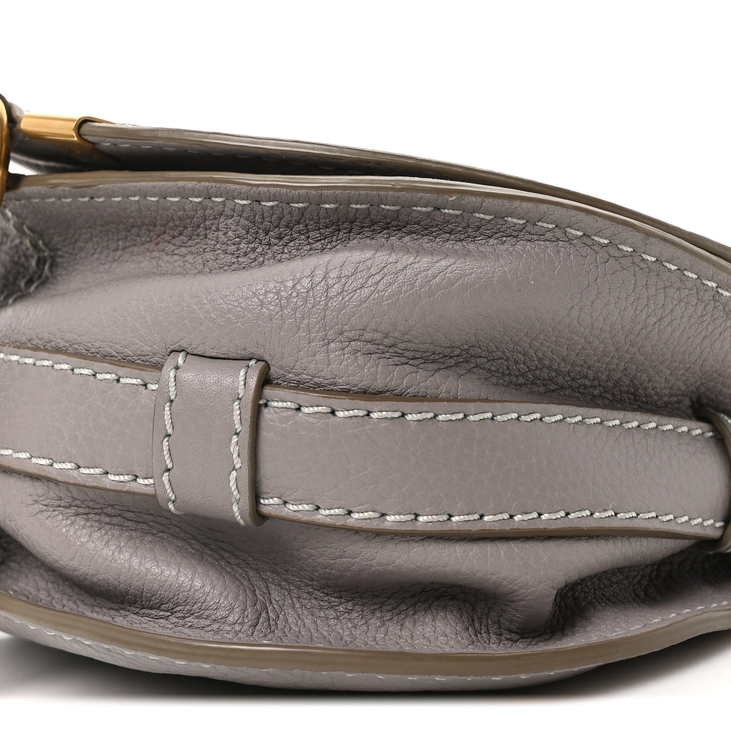 Grained Calfskin Small Marcie Saddle Bag Cashmere Grey