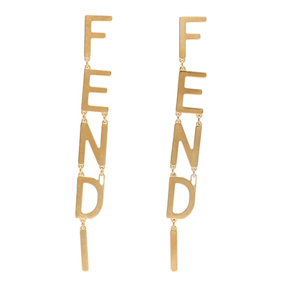 Fendi Metal Signature Earrings Gold 1 of 6